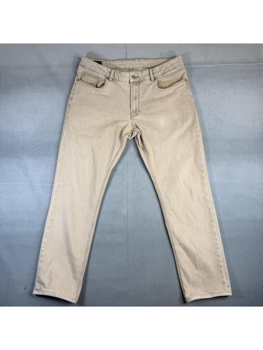 Peter Millar Crown Crafted Jeans Mens 36x29 Beige Sand Washed Denim MS23XB91